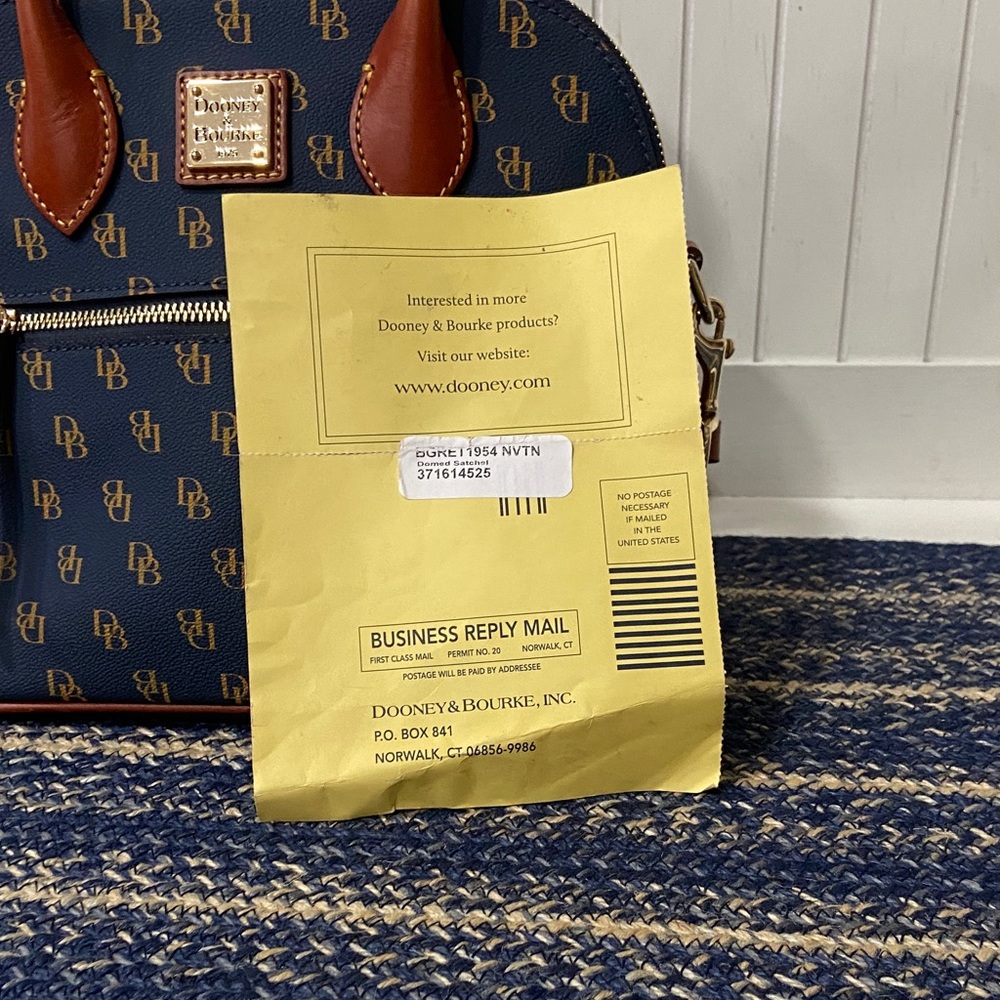 Dooney & Bourke Navy and Tan Satchel - Picture 4 of 4